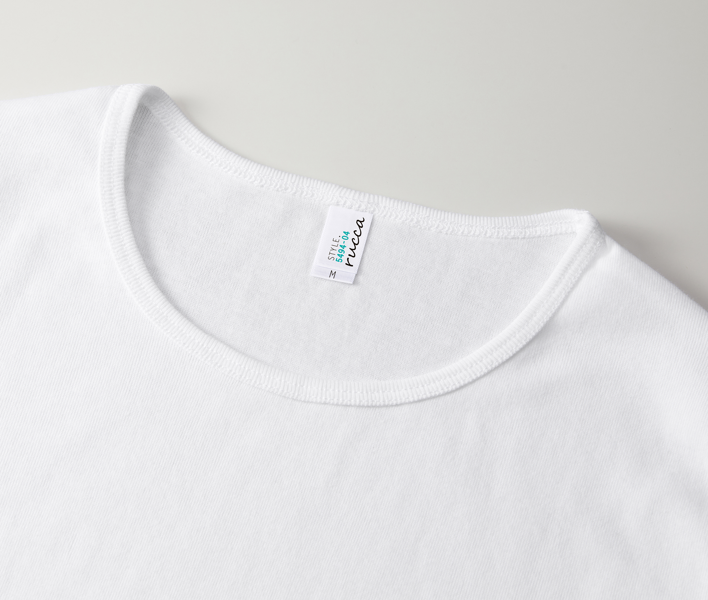 6.2オンス CVC フライス Tシャツ 首まわりの縫製ディテール